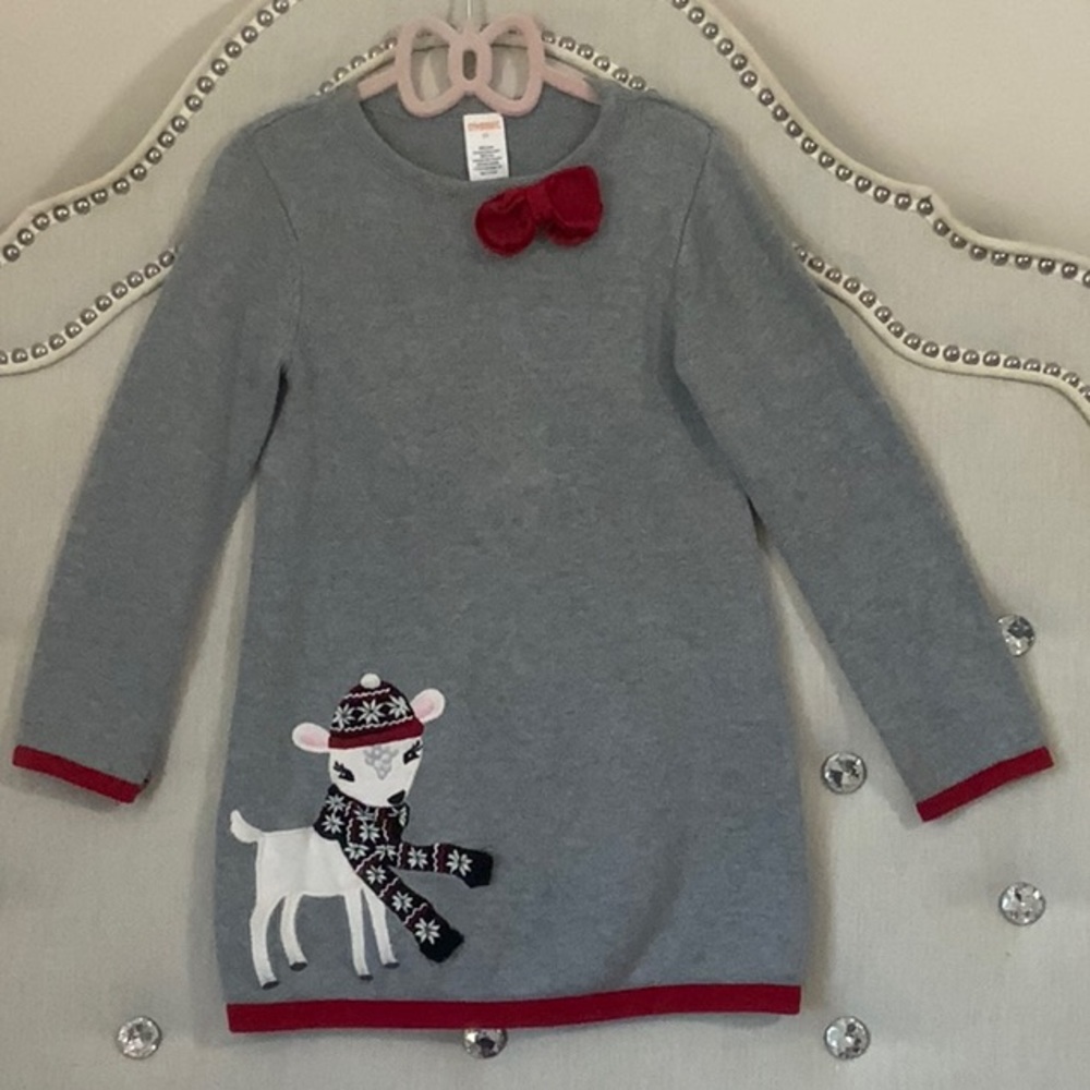 Gymboree Winter Fair Isle Deer Sweater Dress 5T